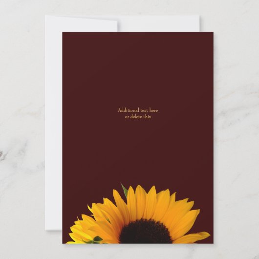 Rustieke zonnebloem virtuele bruiloft kaart (Achterkant)