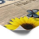 Rustieke Zonnebloem Vlinder Baby Shower Poster (Hoek)
