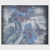 Rustieke zonnebloem vlinder blauw efemeer cadeaupapier (Vlak)