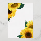 Rustieke zonnebloem vlinder kobalt blauw geel folie uitnodiging (Achterkant)