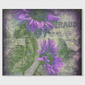 Rustieke zonnebloem vlinder pruim efemeer cadeaupapier (Vlak)