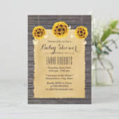 Rustieke Zonnebloem & Vlinder Schuur Hout Baby Sho Kaart (Staand voorkant)