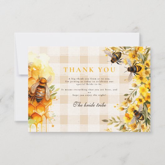 Rustieke zonnebloem vond ze haar honingbruid bedankkaart (Voorkant)