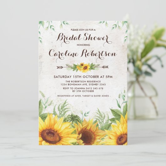 Rustieke Zonnebloem Vrijgezellenfeest Bloemen Uitn Kaart (Staand voorkant)