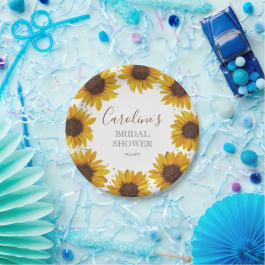 Rustieke Zonnebloem Vrijgezellenfeest Boho Waterve Papieren Bordje (Feest)