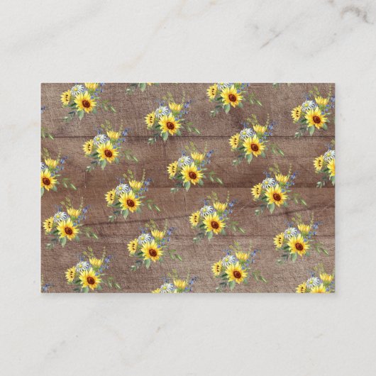 Rustieke Zonnebloem Vrijgezellenfeest Display Douc Informatiekaartje (Achterkant)