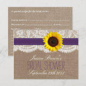 Rustieke Zonnebloem Vrijgezellenfeest Recept Kaart (Voorkant / Achterkant)