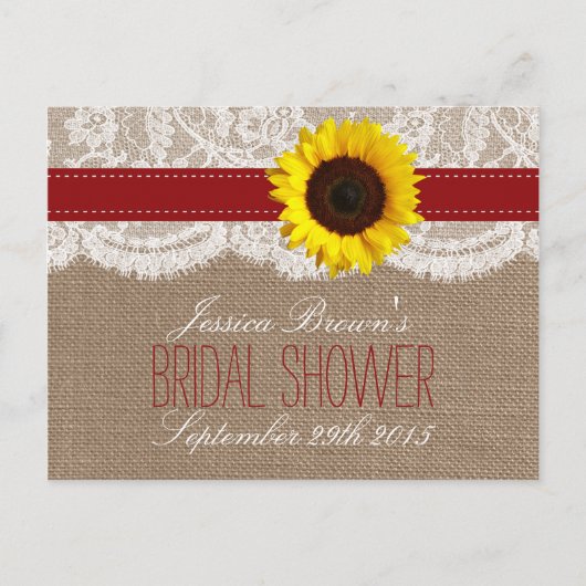 Rustieke Zonnebloem Vrijgezellenfeest Recept Kaart (Voorkant)