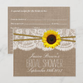 Rustieke Zonnebloem Vrijgezellenfeest Recept Kaart (Voorkant / Achterkant)