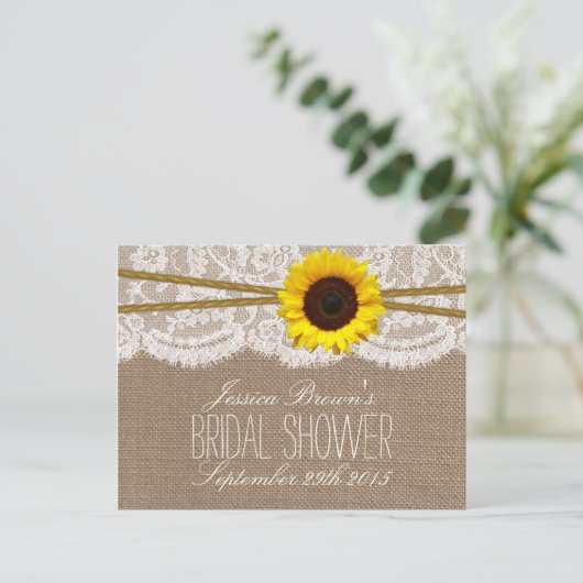 Rustieke Zonnebloem Vrijgezellenfeest Recept Kaart (Staand voorkant)