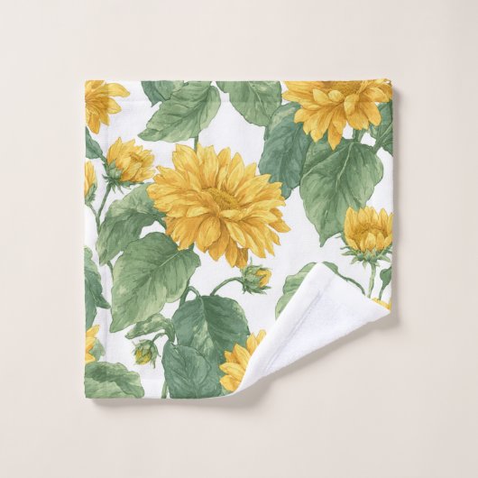 Rustieke zonnebloem waterverf bloem bad handdoek (Wasdoekje)