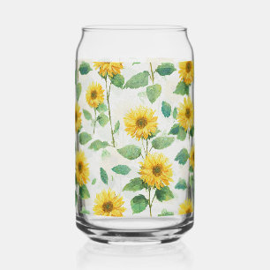 Rustieke zonnebloem waterverf bloem boerderij dran blikvorm glas