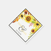 Rustieke Zonnebloem Waterverf Bloemen Huwelijk Servet (Hoek)