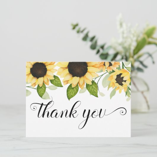 Rustieke Zonnebloem Waterverf Bloemen Vrijgezellen Bedankkaart (Staand voorkant)