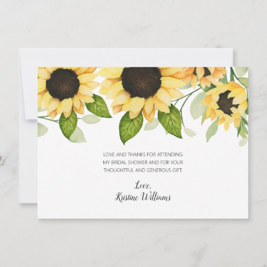 Rustieke Zonnebloem Waterverf Bloemen Vrijgezellen Bedankkaart (Achterkant)