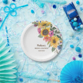 Rustieke Zonnebloem Waterverf Bruidsdiner Papieren Bordje (Feest)