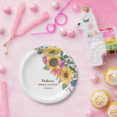 Rustieke Zonnebloem Waterverf Bruidsdiner Papieren Bordje (Feest)