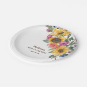 Rustieke Zonnebloem Waterverf Bruidsdiner Papieren Bordje (Gekanteld)