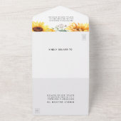 Rustieke Zonnebloem Waterverf Bruiloft All In One Uitnodiging (Buitenkant)