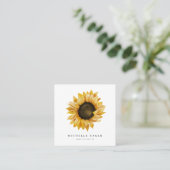 Rustieke Zonnebloem Waterverf Floral Vierkante Visitekaartje (Staand voorkant)