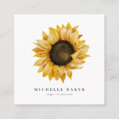 Rustieke Zonnebloem Waterverf Floral Vierkante Visitekaartje (Voorkant)