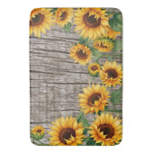 Rustieke Zonnebloem & Weathered Grijs Barnboard Badmat (Voorkant Verticaal)