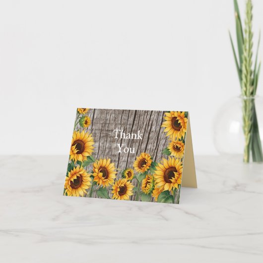 Rustieke Zonnebloem & Weathered Grijs Barnboard Bedankkaart (Voorkant)