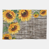 Rustieke Zonnebloem & Weathered Grijs Barnboard Theedoek (Horizontaal)