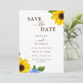 Rustieke Zonnebloem Wedding Flat Save The Date Kaa (Staand voorkant)