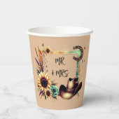 Rustieke Zonnebloem Wedding Party Cups Papieren Bekers (Achterkant)