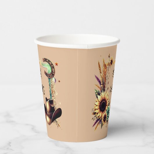 Rustieke Zonnebloem Wedding Party Cups Papieren Bekers (Rechts)