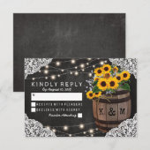 Rustieke Zonnebloem Wijnmakerij Bruiloft Uitnodigi RSVP Kaartje (Voorkant / Achterkant)
