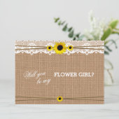 Rustieke zonnebloem wil je mijn bloemenmeisje zijn kaart