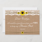 Rustieke zonnebloem wil je mijn bloemenmeisje zijn kaart