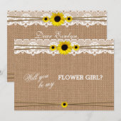 Rustieke zonnebloem wil je mijn bloemenmeisje zijn kaart