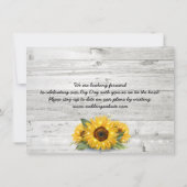 Rustieke zonnebloem wit hout foto bruiloft save the date (Achterkant)