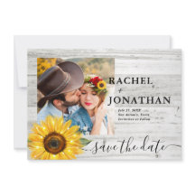 Rustieke zonnebloem wit hout foto bruiloft