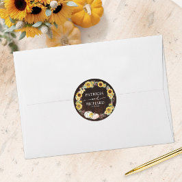 Rustieke Zonnebloem Witte Pompoen Houten Herfst Br Ronde Sticker