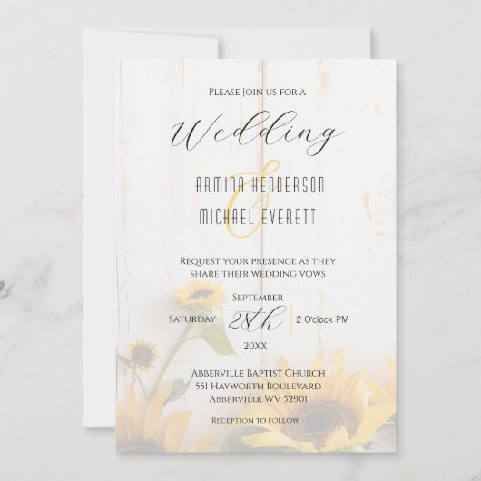 Rustieke Zonnebloem Witte Schuur Houten Foto Bruil Kaart (Voorkant)