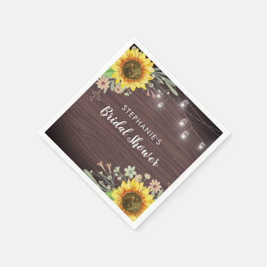 Rustieke Zonnebloem Wood Jar Lights Vrijgezellenfe Servet (Hoek)