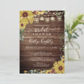 Rustieke Zonnebloem Wood String Lights Vrijgezelle Kaart (Staand voorkant)