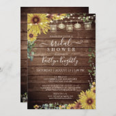 Rustieke Zonnebloem Wood String Lights Vrijgezelle Kaart (Voorkant / Achterkant)