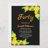 Rustieke Zonnebloem Zomer Zwarte Bloem 40e Verjaar Kaart (Voorkant)