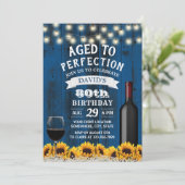 Rustieke Zonnebloemen 80e Verjaardag Wijn Feest Kaart (Staand voorkant)