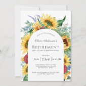 Rustieke Zonnebloemen Arch Lijst Pensioenfeest Kaart (Voorkant)