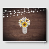 Rustieke Zonnebloemen Baby's Breath Jar Foto Bruil Gastenboek (Achterkant)