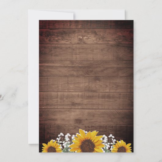 Rustieke Zonnebloemen Baby's Breath Jar Lights Bru Kaart (Achterkant)