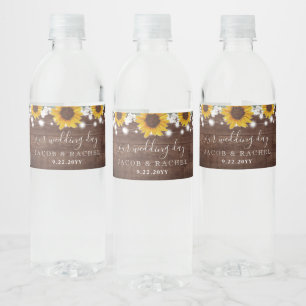 Rustieke Zonnebloemen Baby's Breath Jar Lights Bru Waterfles Etiket
