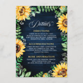 Rustieke Zonnebloemen Baby's Breath Navy Blue Deta Informatiekaartje (Voorkant)