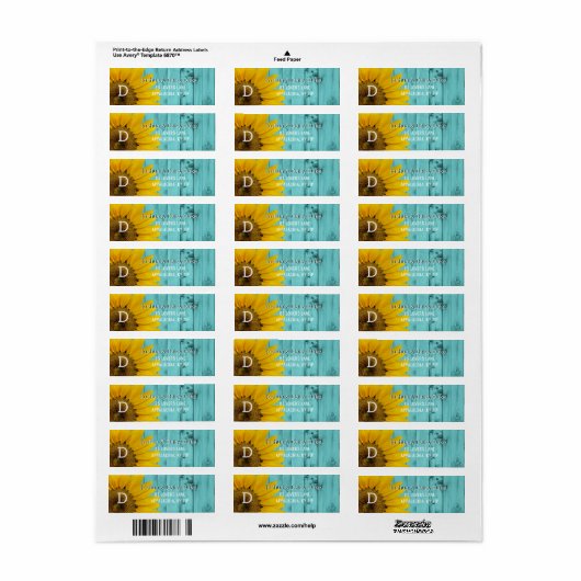 Rustieke Zonnebloemen Barnwood Land Westerne Bruil Etiket (Full Sheet)